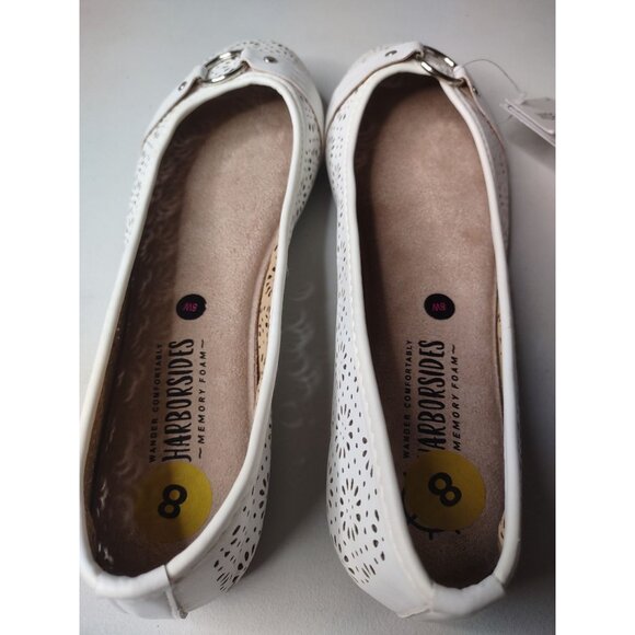 Harborsides Giovana White Metal O-ring Floral Perforated Flats Size 8 Wide NWT - Picture 5 of 16